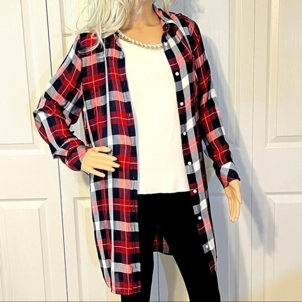 Tommy Hilfiger Plaid Checkered Long Sleeve Viscose Women’s Shirt Dress Small - Picture 2 of 10